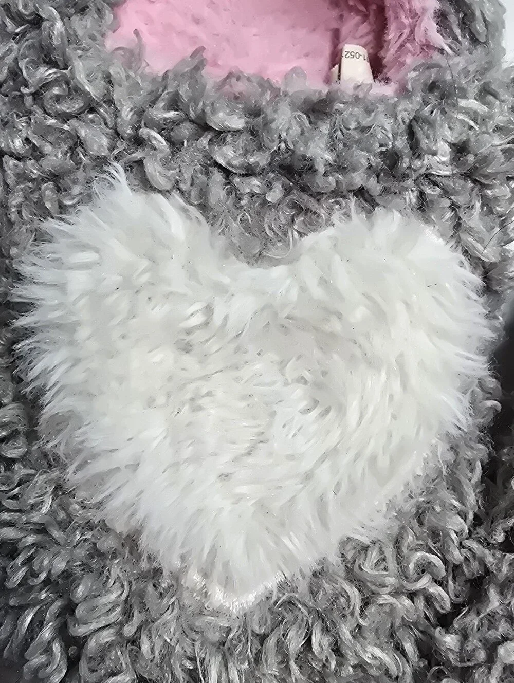wonder nation Gray & Pink Heart Plush Kids Slippers